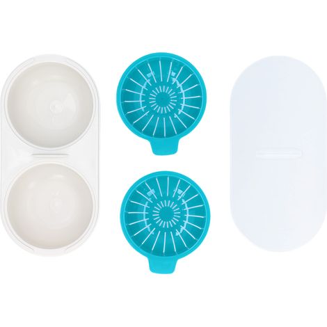 Cuiseur à œufs micro-ondes double tasse en silicone alimentaire, pochoir à œufs, ustensile de cuisine pour cuisson rapide.