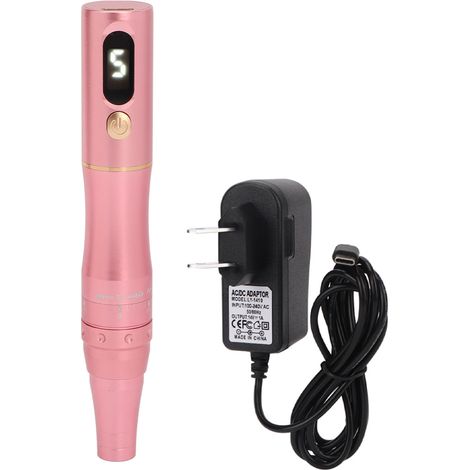 Machine de Maquillage Semi-Permanent 5 Vitesses 15000 tr/min, Stylo Microshading pour Sourcils et Eyeliner, Prise US 100‑240V, Rose Doré (1/5)