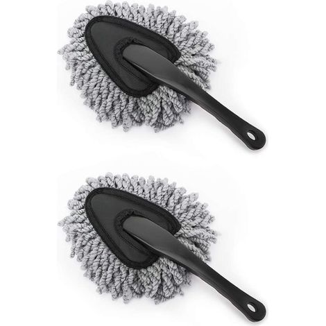 Juego de 2 cepillos de limpieza de microfibra supersuave para coche, moto, salpicadero y rejillas de ventilación – gris (1/5)
