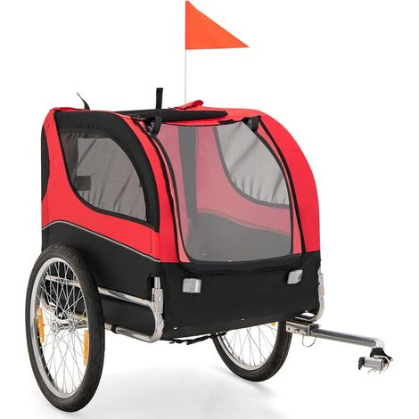 Goplus – Remorque de vélo pour chien – Charge 40 kg – Grandes roues tout-terrain – 3 entrées zippées – Tissu Oxford imperméable