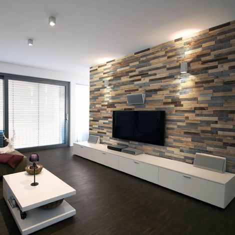 Panneau décoratif mural en bois centenaire – Épicéa et pin – Dimensions 720x100mm – 14 panneaux pour 1m² – Installation facile – Wooden Wall Design