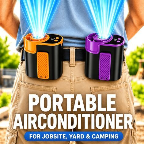 Lot de 2 Rafraîchisseurs d'Air Portables, Ventilateurs Rechargeables pour Travail et Camping(Orange et violet) (1/5)