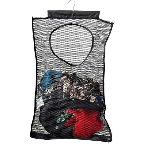 Panier à linge suspendu en maille (76,2 x 50,8 x 5,1 cm) Grand sac à vêtements sales, peut être utilisé derrière la porte, le placard, la caravane et la salle de bain (noir) (1/5)