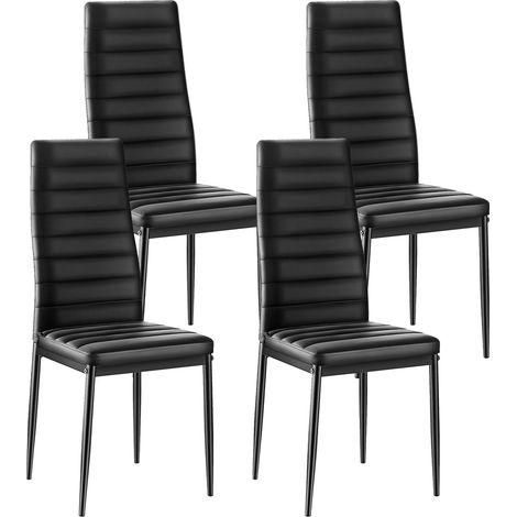 VEVOR Sedia da Pranzo Moderna 465 x 405 x 970 mm Elegante Sedia Laterale Imbottita in Pelle, 4 Pezzi, Capacita di Carico 136 kg per Tavoli da Pranzo, con Cuscini Spessi e Gambe in Metallo, Nero