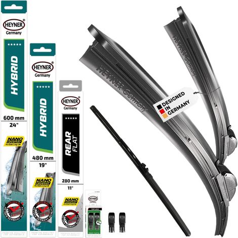 HEYNER® Scheibenwischer mit Heckwischer komp. mit VW PASSAT Variant (08.2010 - 11.2011) HYBRID Flachbalkenwischer