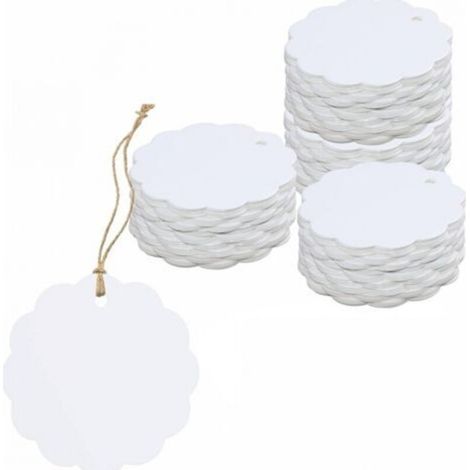 200 White Kraft Gift Tags Fan Shaped (6cm Diameter) for Handmade Packaging (1/3)