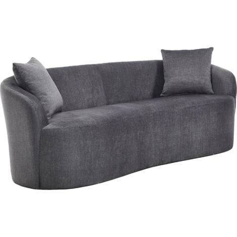 Canapé droit NYJY 2 places en velours – Gris graphite – 178 x 67 x 70 cm (1/5)