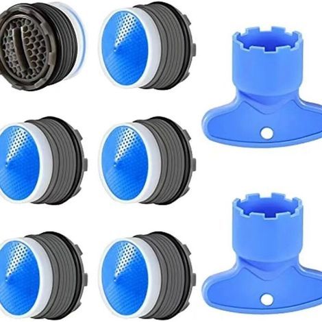 Lntyq 8-teiliges Set Wasserhahn-Luftsprudler, Wasserhahn-Sieb-Luftsprudler M18,5 mit 2 Luftsprudlerschlüsseln für Bad und Küche (1/5)