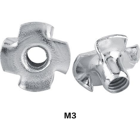 Vierzackige T-Nut aus Kohlenstoffstahl für Tischler- und Möbelkonstruktionen (M3, Packung mit 50 Stück) (1/3)