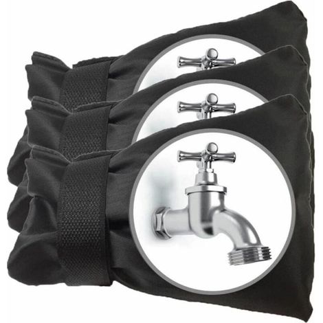 3pcs noir Cache Robinet Exterieur Couvre-Robinet pour Hiver Antigel Étanche Couverture de Protection de Robinet de Jardin Extérieur Grande Taille (1/5)