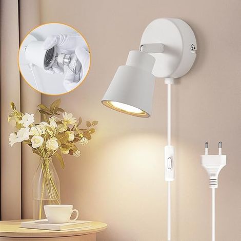 Applique Murale Intérieure Interrupteur GU10, Blanc