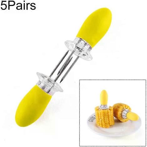 Ensemble de 5 paires de fourchettes à maïs pour barbecue en acier inoxydable pour fruits d'extérieur - (1/5)