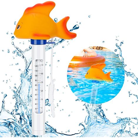 Thermomètre de piscine, thermomètre de dessin animé mignon pour bain à remous, bain à remous, étang à poissons (poisson rouge) (1/5)