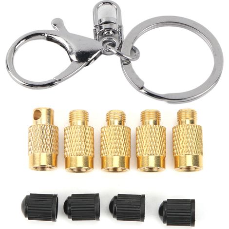 Kit de dégonflage de pneus 4-en-1 portable pour véhicules tout-terrain avec clé de valve et porte-clés (1/5)