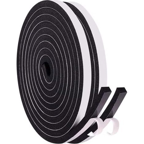 Bande d'étanchéité autocollante pour portes - Joint de fenêtre Joint en caoutchouc - Anti-collision - Insonorisé - Étanche et anti-poussière 6 x 6mm x 10M, Noir (1/5)