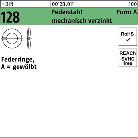 DIN 128 Federring Federstahl A 24 mech. verzinkt mech Zn S 100 Stk (1/2)