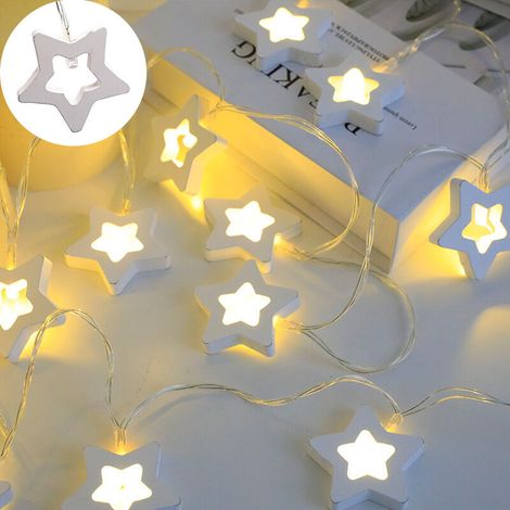 Guirlande lumineuse LED en forme d’étoile à 5 branches – 6 m, 40 ampoules clignotantes, piles incluses – Décoration festive intérieure/extérieure pour Noël, anniversaires et événements-lsw (1/5)