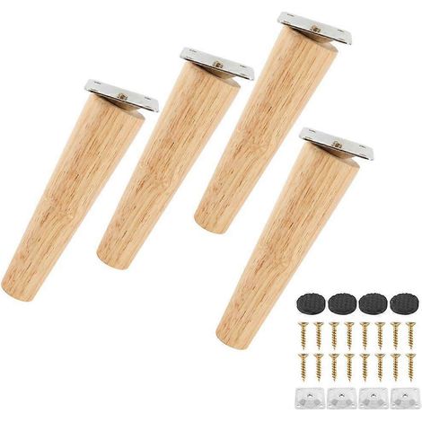 (15 cm, biseautés) Un ensemble de 4 pieds de canapé en bois massif, pieds de meubles, adaptés aux fauteuils, tables de chevet, armoires et commodes. (1/5)