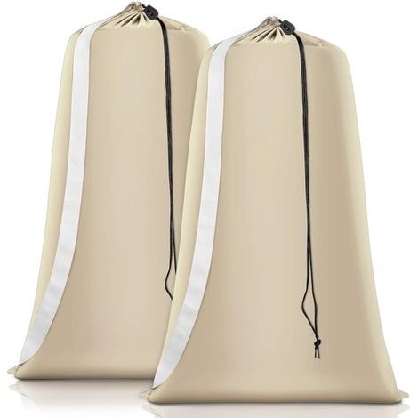 Sacs à linge robustes, lot de 2, taille XL, en nylon avec bandoulière, lavables, grande capacité pour le linge sale, fermeture à cordon, pratiques pour les voyages (1/5)