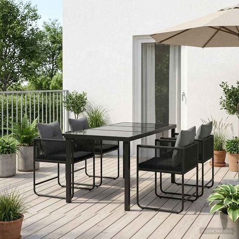 Conjunto de Comedor de Jardín 5 pcs Negro y Antracita