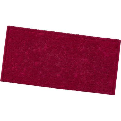 Tapis de Bain Doux Coton Antidérapant Absorbant Couleur Unie Bordeaux - 53x110 cm (1/5)