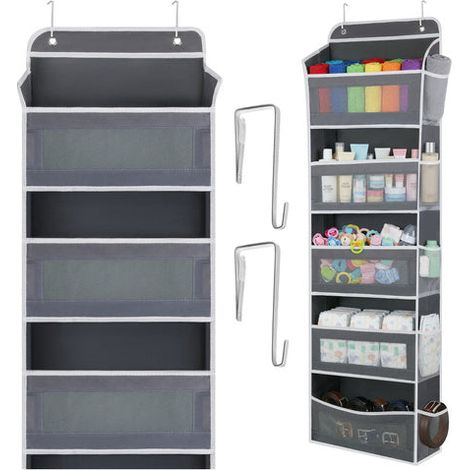 5-Shelf Hanging Door Organizer, Stainless Steel Hooks