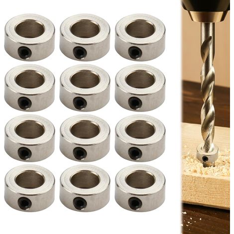 12pcs Jauge de Profondeur pour Forets 6mm Foret Profondeur Colliers de Serrage pour Profondeur de Perçage, Anneaux de Butée 6mm en Acier Durable, Accessoires pour Assemblage Précis avec Chevilles (1/5)