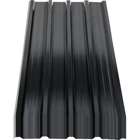 Wolketon Lot de 36 tôles de toiture, tôles trapézoïdales profilées, plaques en métal, robustes, avec gants anti-coupure, 129x46 cm, 0,25 mm, 21 m², Anthracite (1/5)