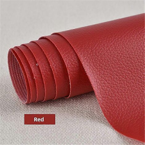 Toppa autoadesiva per riparazioni in pelle, rossa, 50x137, a strisce rosse e bianche. (1/5)