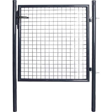 Puerta de jardín de malla de acero galvanizado, 100 x 100 cm, gris vidaXL (1/5)