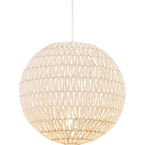 QAZQA Lampada a sospensione grande lina - Design - Acciaio,Corda - Bianco - Sfera Max. 1 x Watt