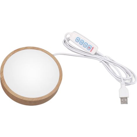 lumineux rond en bois alimenté par USB 3 températures de