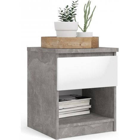 KIT COMODINO NAIA 1 CASS 40X40X49,5CM CEMENTO/BIANCO