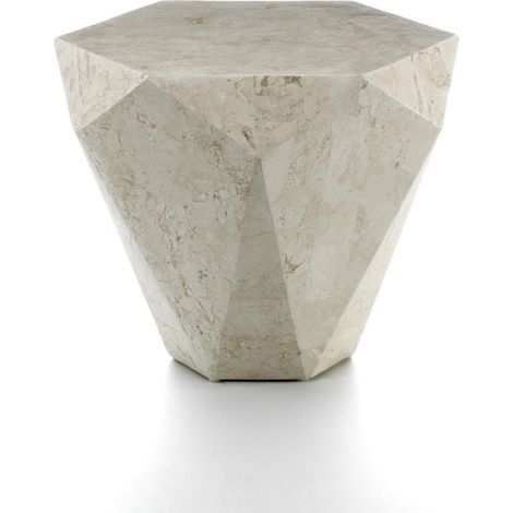 Modernes Beistelltisch aus beige Stein 60 x 60 x H 50 cm (1/3)