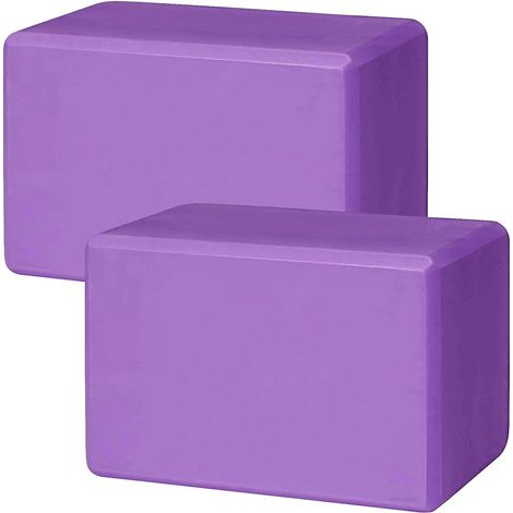 Lot de 2 blocs de yoga pour entraînement de yoga, pilates, yoga, blocs de yoga de qualité supérieure, parfaits pour le yoga, le pilates, la méditation, pour les débutants et les confirmés (violet)