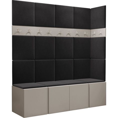 Conjunto para recibidor Pinis II, Polo 897, 186x168x46cm, Aglomerado laminado, Tapiz, Montada en la pared, Colocada (1/5)