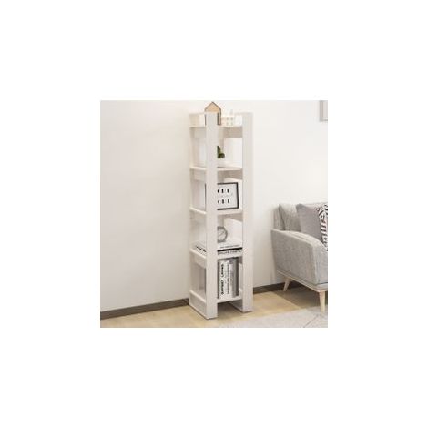 Bibliothèque-Séparateur de pièce Blanc 41x35x160 Pin massif (1/5)