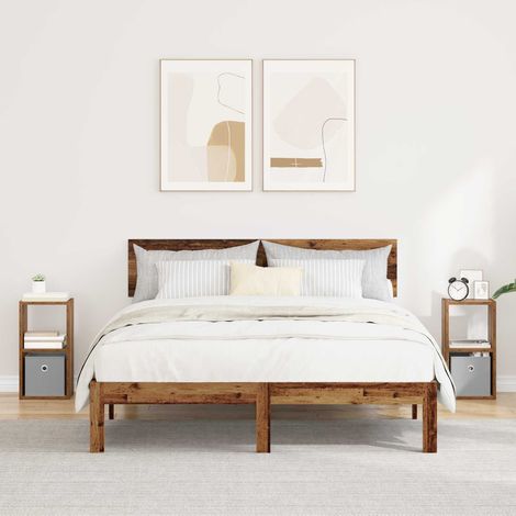 Mesita de Noche 2 pcs Madera vieja 25,5 x 22 x 49,5 cm