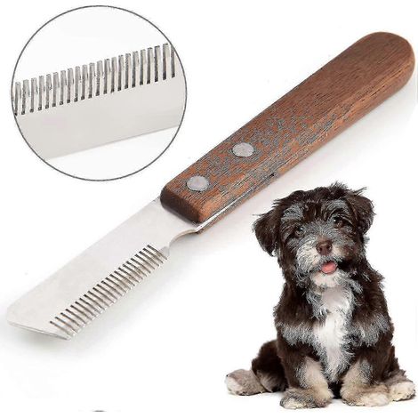 Couteau de toilettage professionnel 2025 - Manche ergonomique en bois pour Border Terriers et races à poil dur (droitier) (1/5)