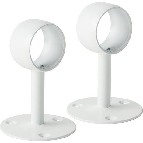 Support Tringle Rideau Plafond en Acier Inoxydable, Support Tringle Penderie pour Tube de rond Ø 38 mm, Blanc Brillant 2 Pcs, EFL6038W-2P
