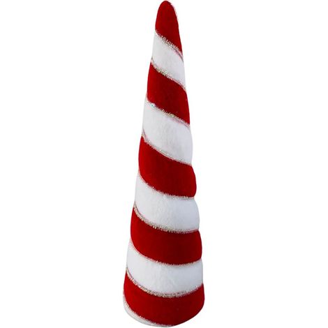Déco de Noël Cône rouge et blanc H 40.5 cm - Feeric Christmas