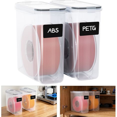 TolleTour 3D-Filament-Boxen, 4 l, Set mit 2/4/6/8 Stück nach Wahl, transparent/schwarz, feuchtigkeitsbeständig mit Trockenmittel (1/5)