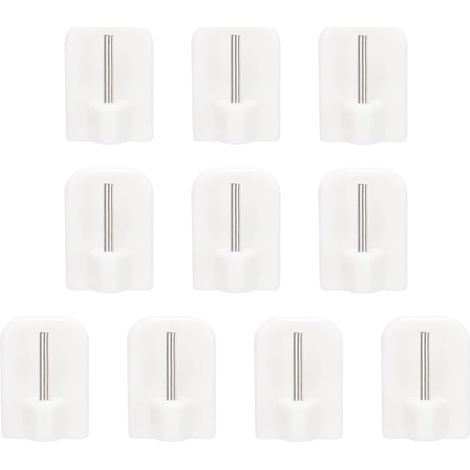 10 Pcs Blanc Crochet Rideau - Crochets Auto-adhésifs en Plastique Crochets Autocollant sans Percage Crochets Tringle Rideau pour Salle (1/5)