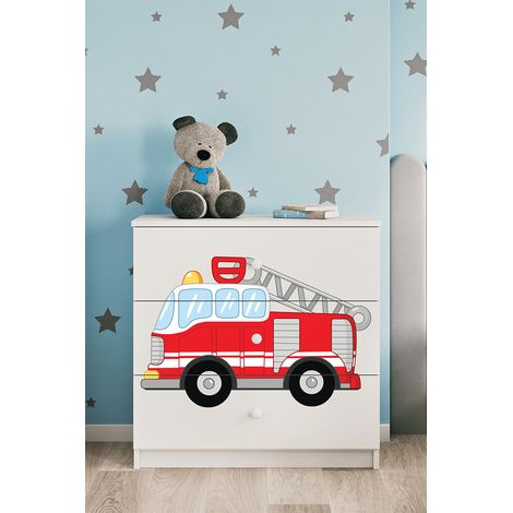Kommode mit 3 Schubladen Kocot Kids Babydream Feuerwehr - Weiß