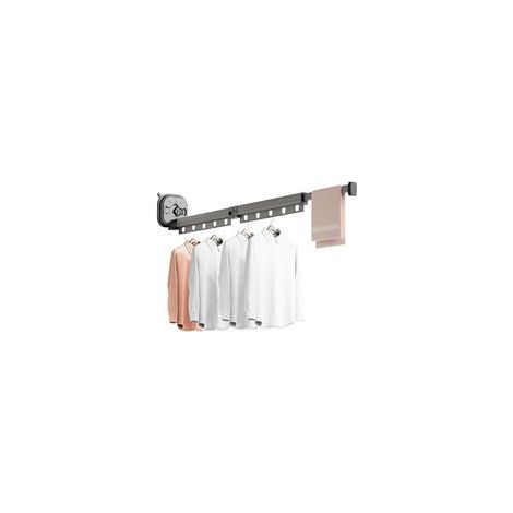 Gris, Étendoir à Linge Mural, Cintre Mural Porte vêtements Pliable avec Trous Suspendus, Rotatif à 360 °, Aluminium Etendoir Linge pour Balcon, Salle de Bains, Buanderie (1/5)