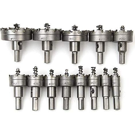 13pcs 16mm-53mm ensemble de scie cloche, embout en carbure de tungstène en acier inoxydable TCT foret en métal, ensemble de scie cloche à plusieurs dents (1/5)
