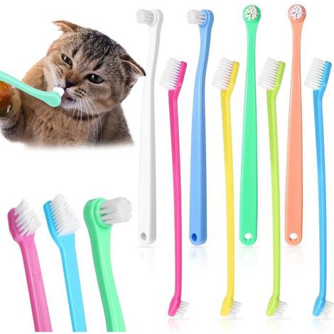 Lot de 8 brosses dents animaux – 1 tête 164 mm, 2 têtes 222 mm – Hygiène bucco-dentaire chien, chat (1/5)