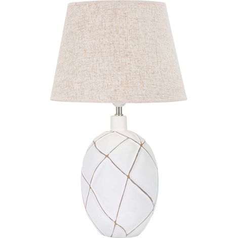 Tischlampe Baha, Erforderlich 1 Glühbirne, Fassung E27, Lampenschirm, Weiß
