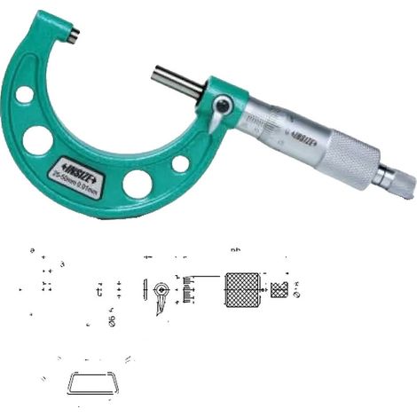 Mikrometer insize 3203-50A Genauigkeit 4 µm 25-50 mm