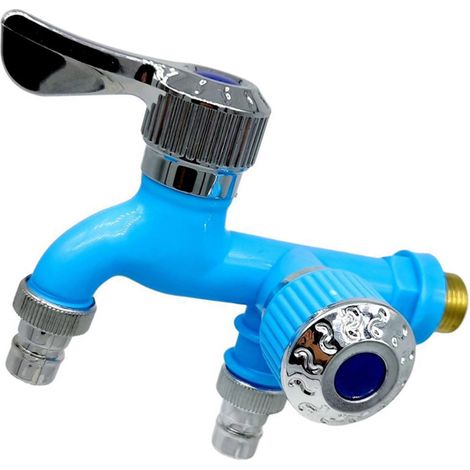 Robinet de machine à laver 1 sur 2 interrupteurs doubles 1/2 pouces de filetage multifonctionnel pour la salle de bain balcon (1/5)